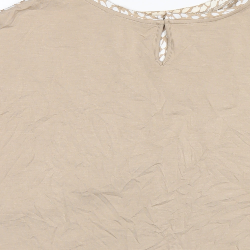 Womens UK Size 12 Marks and Spencer Beige Basic T-Shirt