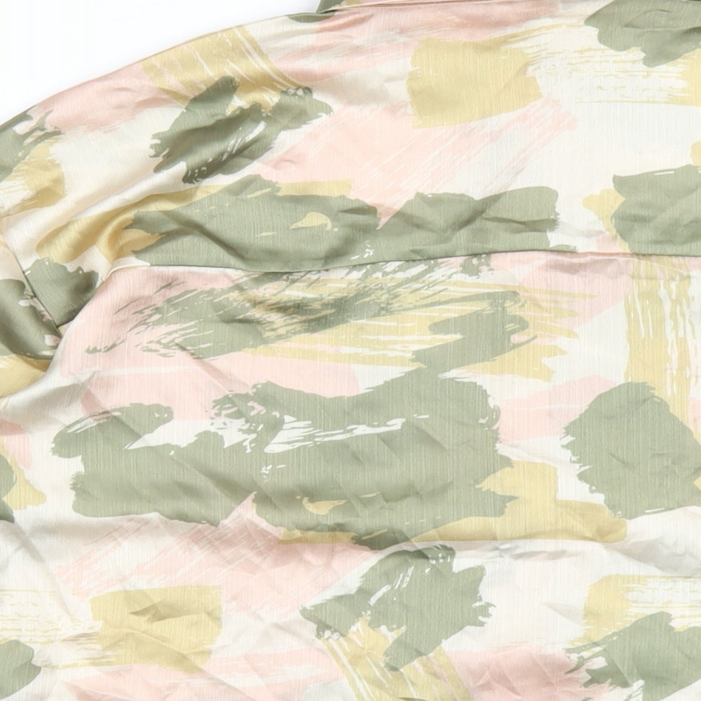 Brand and care label for River Island girls’ multicoloured geometric polyester basic button-up, years collared button