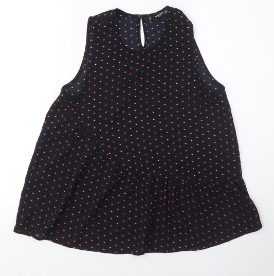 Womens UK Size L Mango Black Tunic Blouse