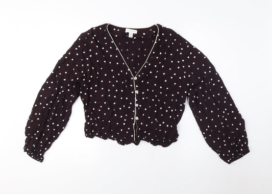 Womens UK Size 8 Topshop Black Wrap Blouse