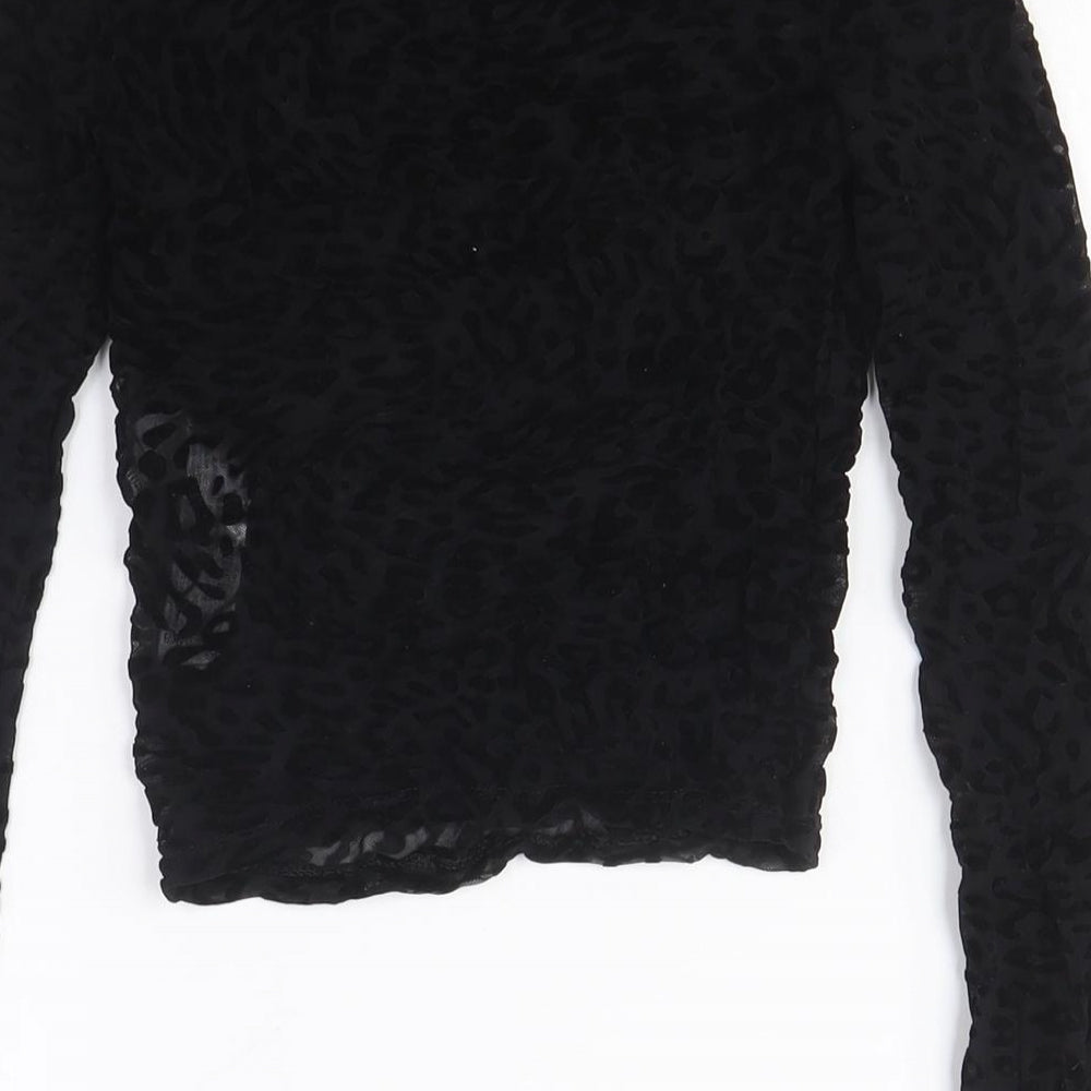 Bershka Women's Black Cropped Velvet Blouse S