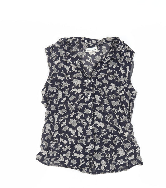Womens UK Size 6 Gerry Weber Blue Basic Button-Up