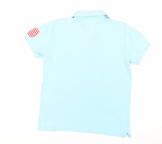 Denim & Supply Ralph Lauren Mens Blue Cotton Polo Size M Collared Button