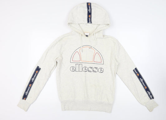 Additional front view of Ellesse women’s grey cotton pullover hoodie, size UK 10, pullover - logo
