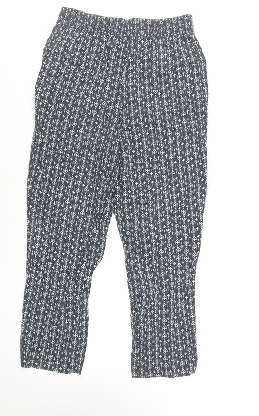 Womens UK Size 8 Marks and Spencer Regular Fit Cropped Blue Trousers