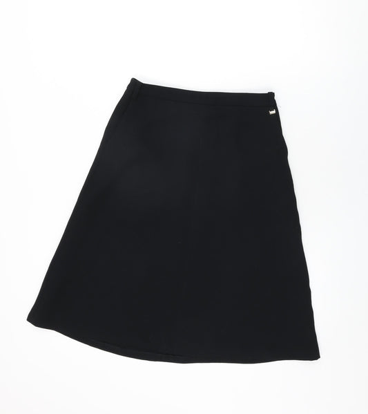 Additional front view of ESPRIT women’s black polyester swing skirt, size UK 8, zip