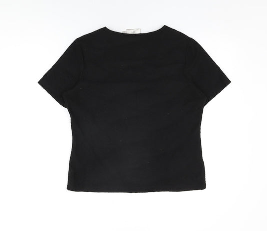 Womens UK Size M CC Black Basic T-Shirt
