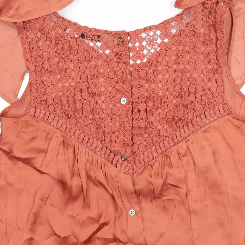 Womens UK Size 10 Per Una Orange Basic T-Shirt