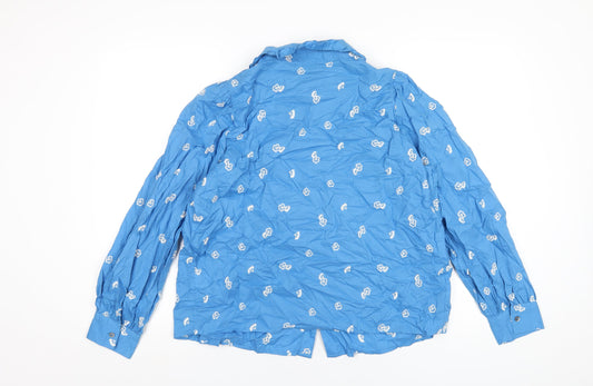 Womens UK Size 14 Marks and Spencer Blue Basic Button-Up