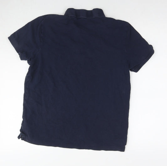 John Lewis Mens Blue Cotton Polo Size M Collared Pullover