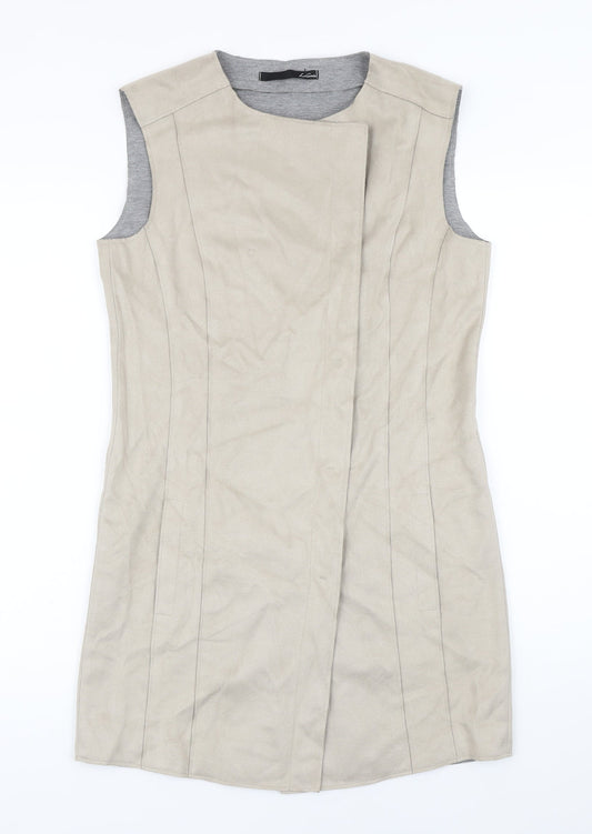Le Comte Womens Beige Gilet Waistcoat Size 10 Snap
