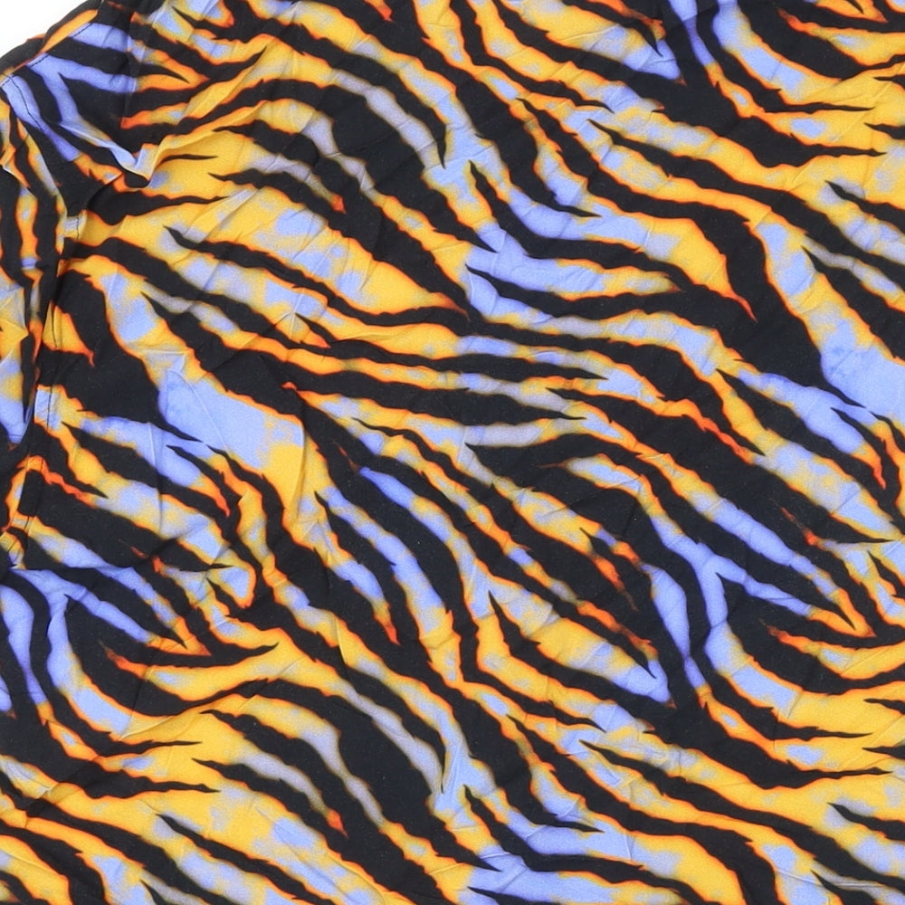 Bershka Womens Multicoloured Animal Print Viscose Basic Blouse Size M Collared