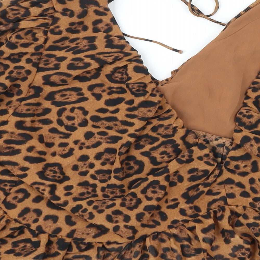 Womens UK Size XL H&M Brown Tunic Blouse