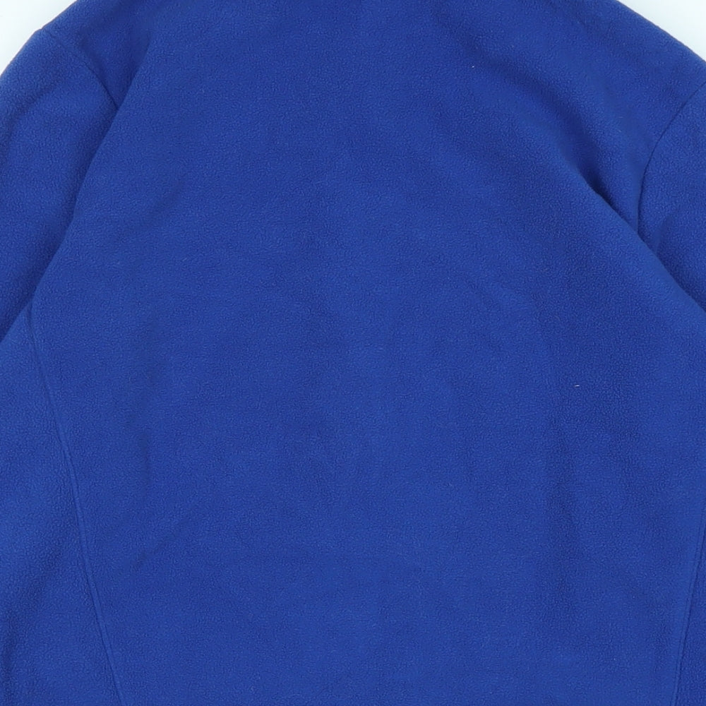 Brand and care label for Decathlon boys’ blue jacket, size 12-13, years zip - quechua