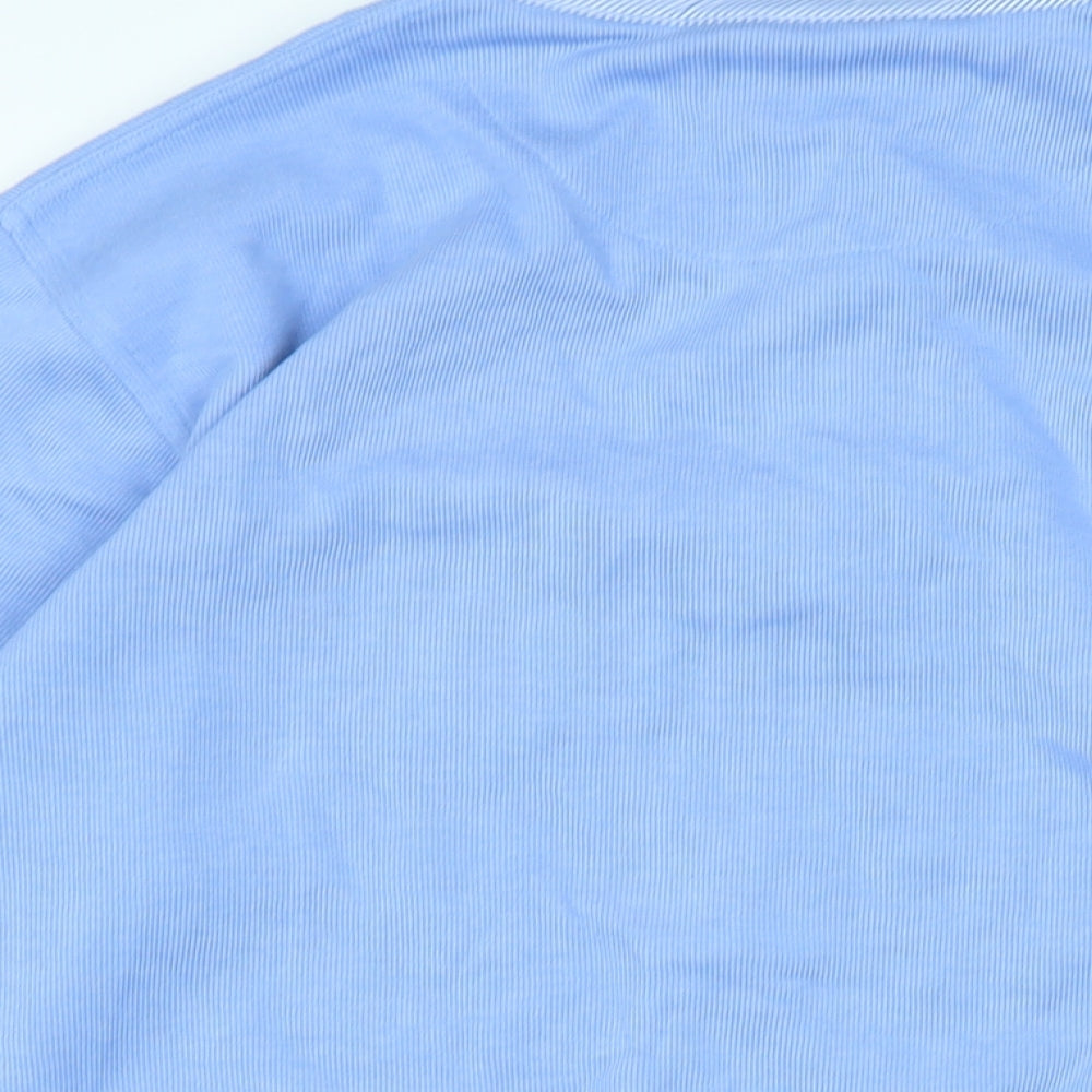 Yach Collection Mens Blue Cotton Polo Size L Collared Button - Logo