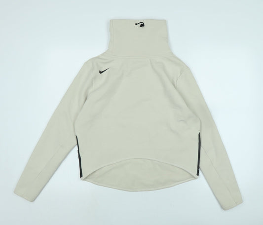 Nike Womens Black Polyester Pullover Sweatshirt Size S Drawstring - Logo