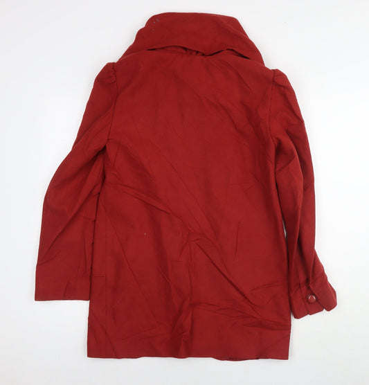 French Connection Womens Red Overcoat Coat Size 10 Button