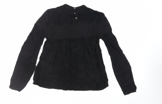 Womens UK Size XS VILA Black Basic Blouse