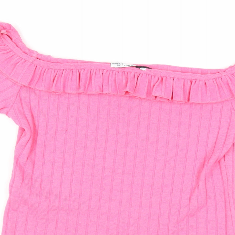 Womens UK Size S Zara Pink Basic T-Shirt