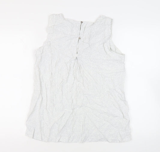 Autograph Womens White Animal Print Viscose Basic Blouse Size 14 Boat Neck