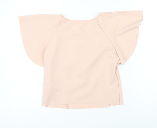 Womens UK Size M Zara Pink Cropped Blouse