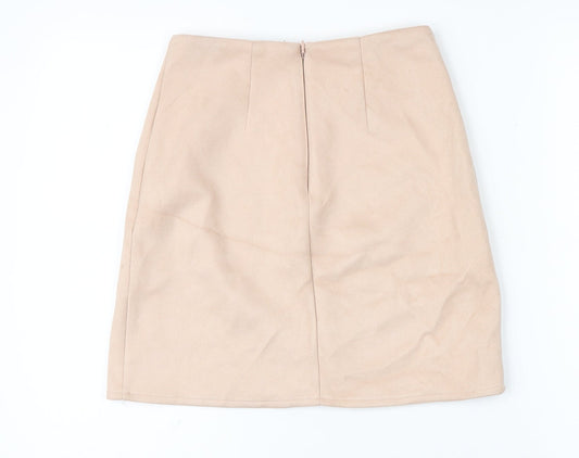 Lipsy Womens Pink Polyester Mini Skirt Size 5XL Zip - Suede effect