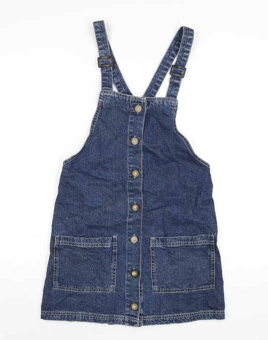Additional front view of Papaya women’s blue cotton a-line, size UK 10, square neck button