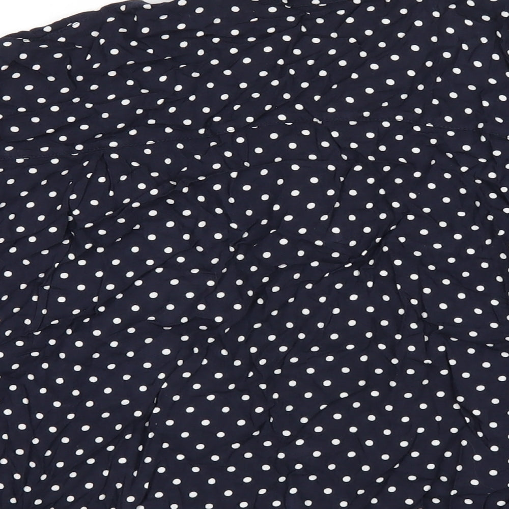 Marks and Spencer Womens Blue Polka Dot Viscose Basic Button-Up Size 20 Collared
