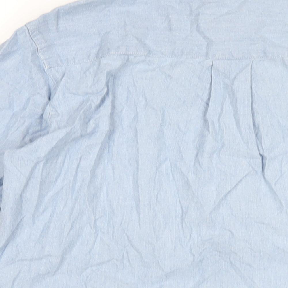 Laura Gribby Womens Blue Cotton Basic Button-Up Size 10 Collared