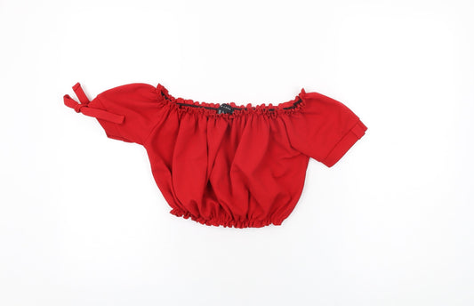 Womens UK Size 8 New Look Red Cropped T-Shirt