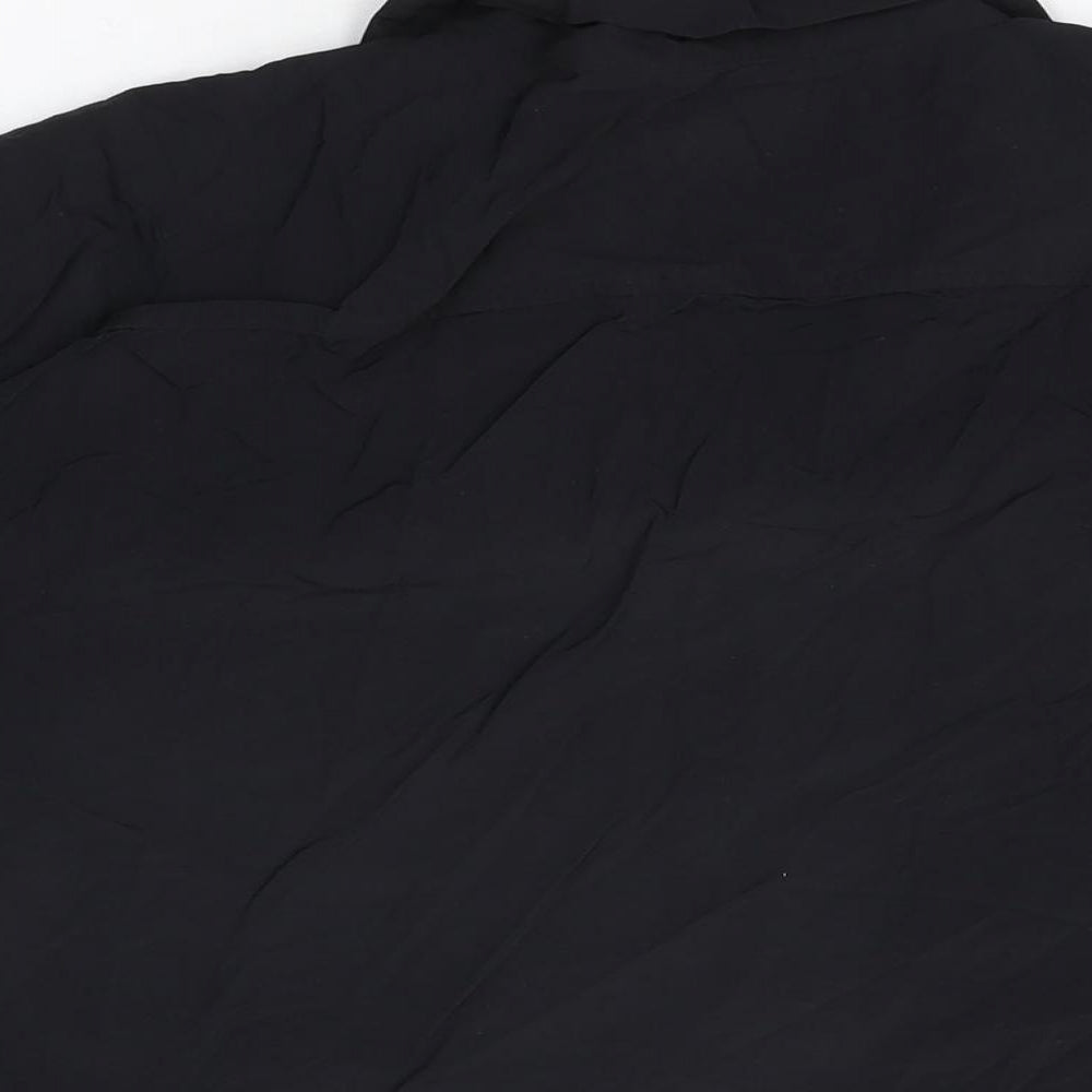 Novamen Mens Black Nylon Button-Up Size M Collared Button