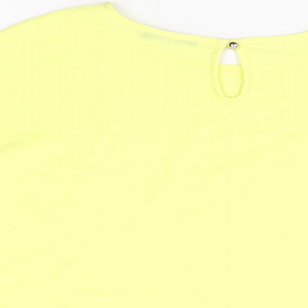 Quiz Womens Yellow Polyester Basic Blouse Size M Round Neck