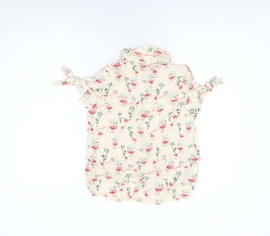 Womens UK Size M Mango Ivory Basic Button-Up