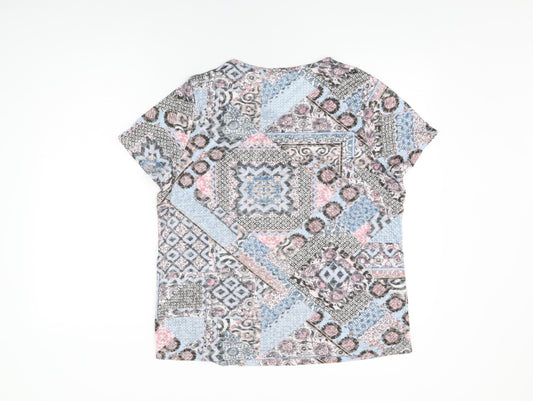 Bonmarché Womens Multicoloured Floral Viscose Basic T-Shirt Size 20 Round Neck - Patchwork