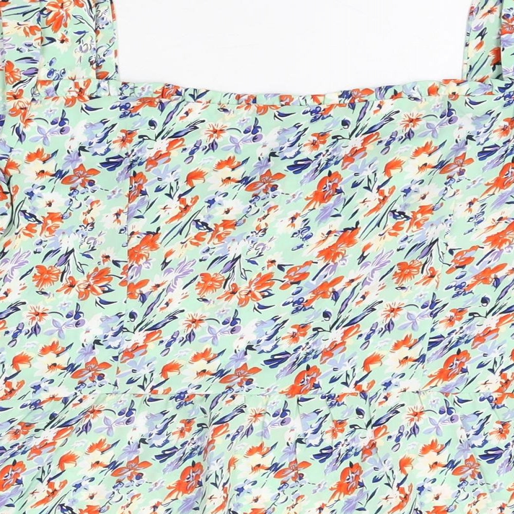 Quiz Womens Green Floral Polyester Basic T-Shirt Size 14 Sweetheart