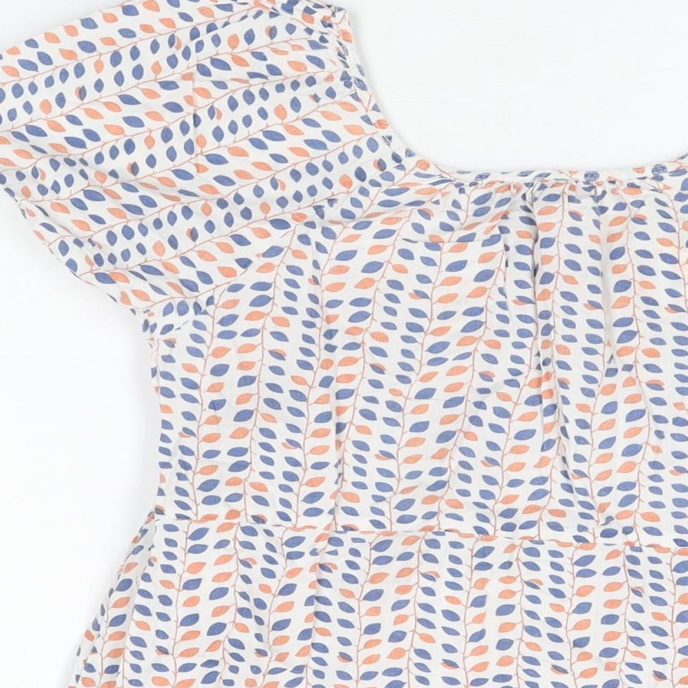 Pepe Jeans Womens White Geometric Cotton Basic T-Shirt Size XS Square Neck