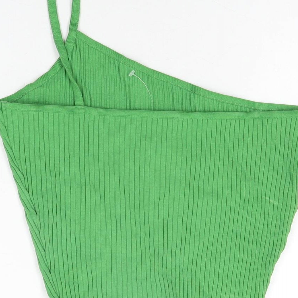 Womens UK Size M Zara Green Cropped T-Shirt