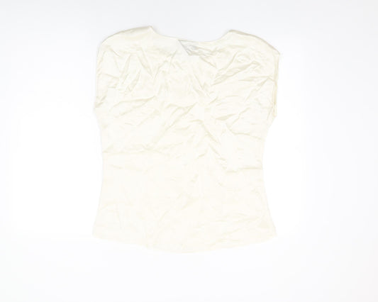 Womens UK Size 12 Pure Ivory Basic T-Shirt