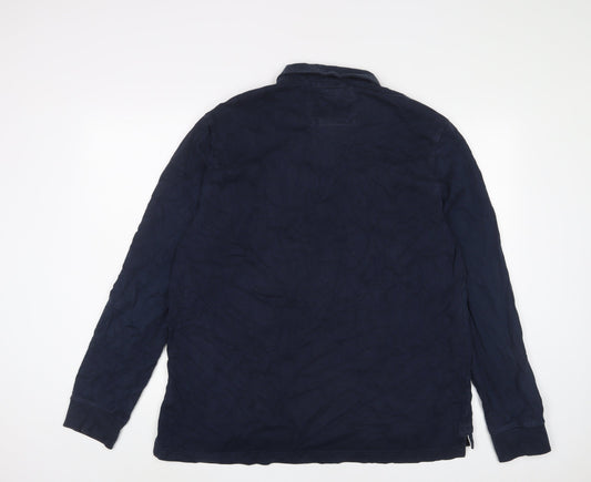 Howick Tailored Mens Blue Cotton Polo Size XL Collared Button - Logo, Embroidered