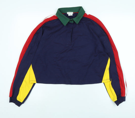 Womens UK Size M Cooperative Blue Cropped Polo