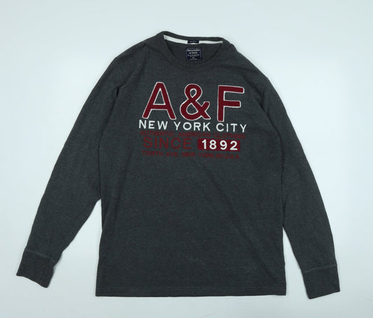 Abercrombie & Fitch Mens Grey Cotton Pullover Sweatshirt Size 2XL - A&F New York City
