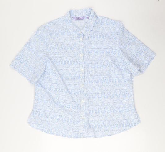 Womens UK Size 18 Honor Millburn Blue Button-Up