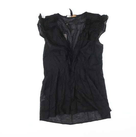 Womens UK Size S BCBGMAXAZRIA Black Tunic Blouse
