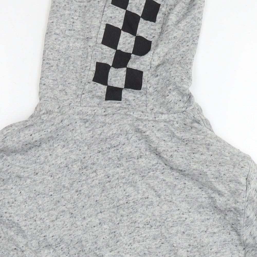 PINK Womens Grey Cotton Full Zip Hoodie Size L Zip - Logo