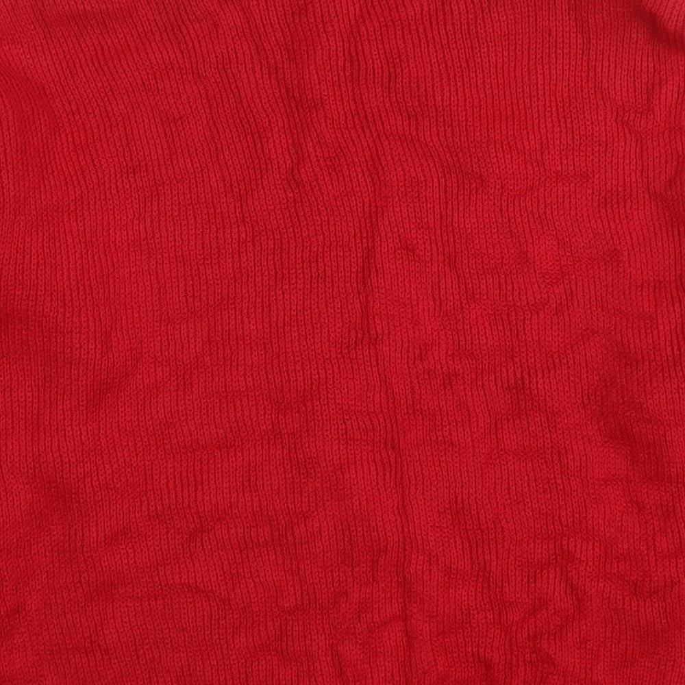 AC Signature Girls Red Round Neck Polyester Tunic Jumper Size 9 Years Pullover - Christmas Jumper Penguin