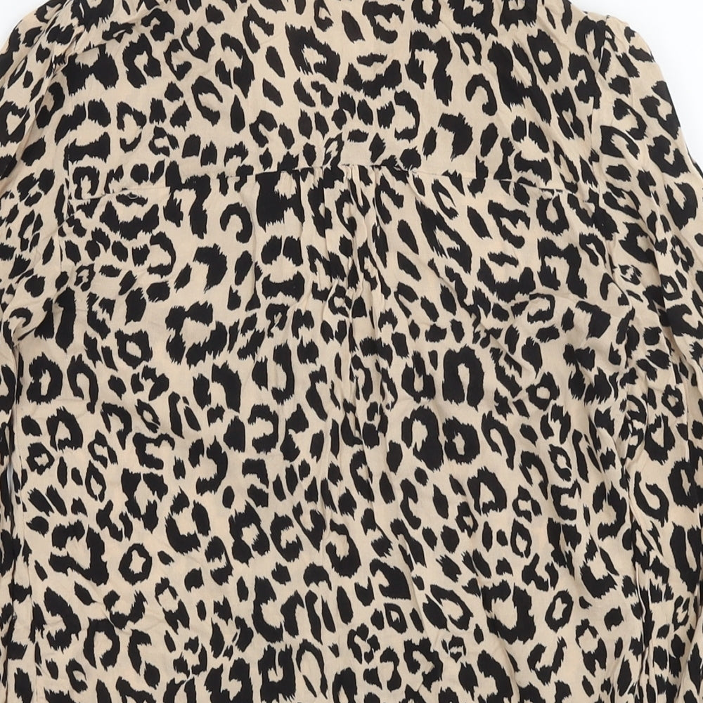 Womens UK Size 8 Oasis Beige Basic Button-Up