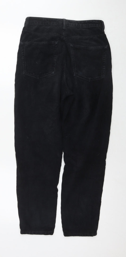 Topshop Womens Black Cotton Trousers Size 28 in L30 in Regular Zip
