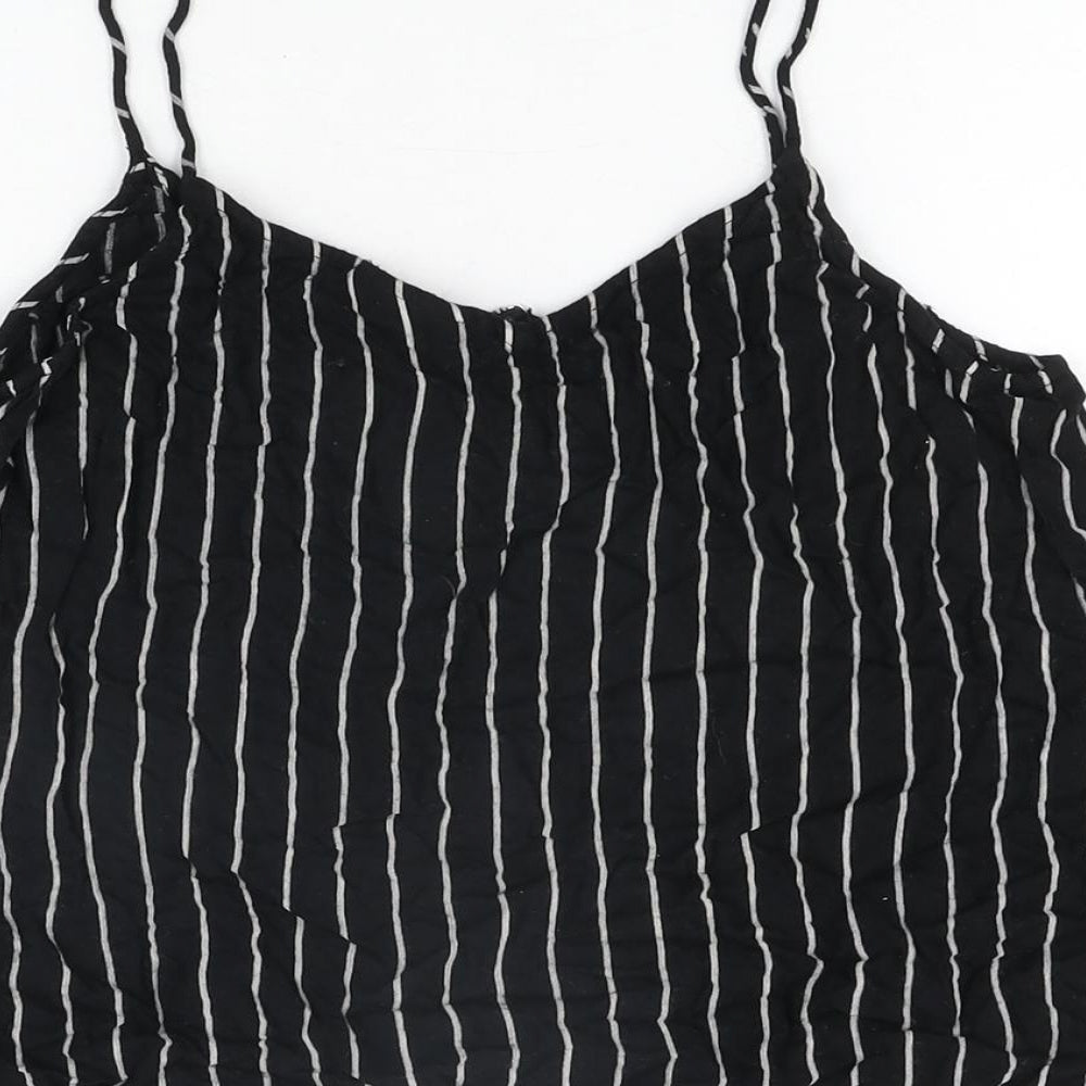 Noisy may Womens Black Striped Viscose Camisole T-Shirt Size S V-Neck