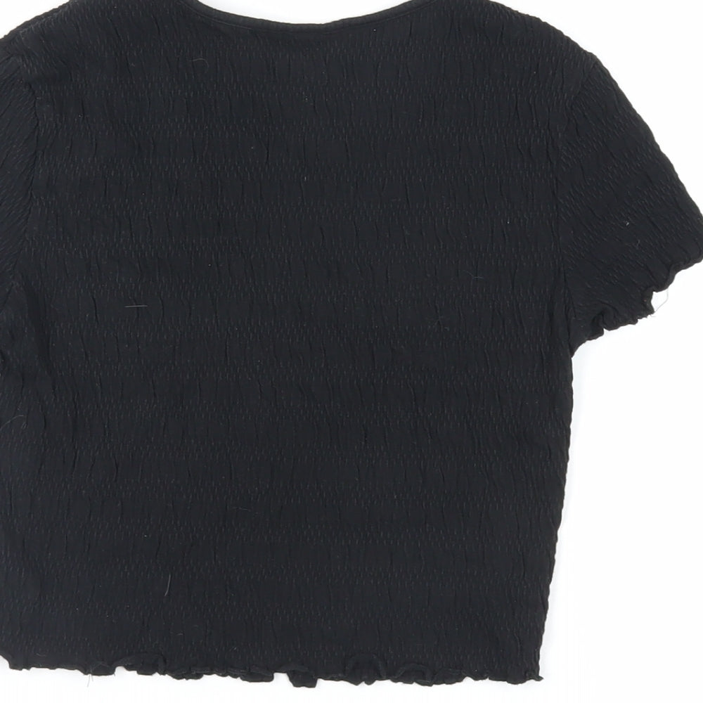 Womens UK Size S H&M Black Cropped T-Shirt