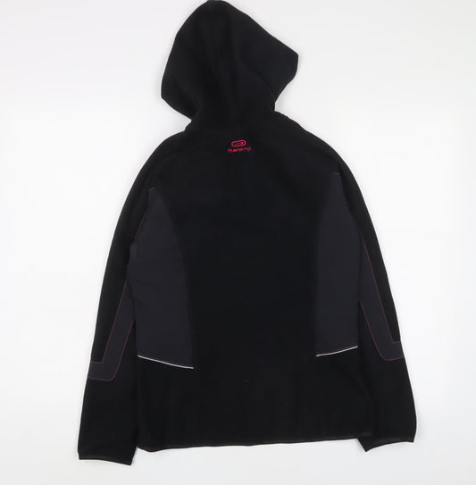 DECATHLON Womens Black Polyester Pullover Sweatshirt Size 8 Zip - Logo, Embroidered